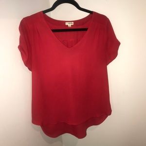Lily White red blouse silver button detail sleeve